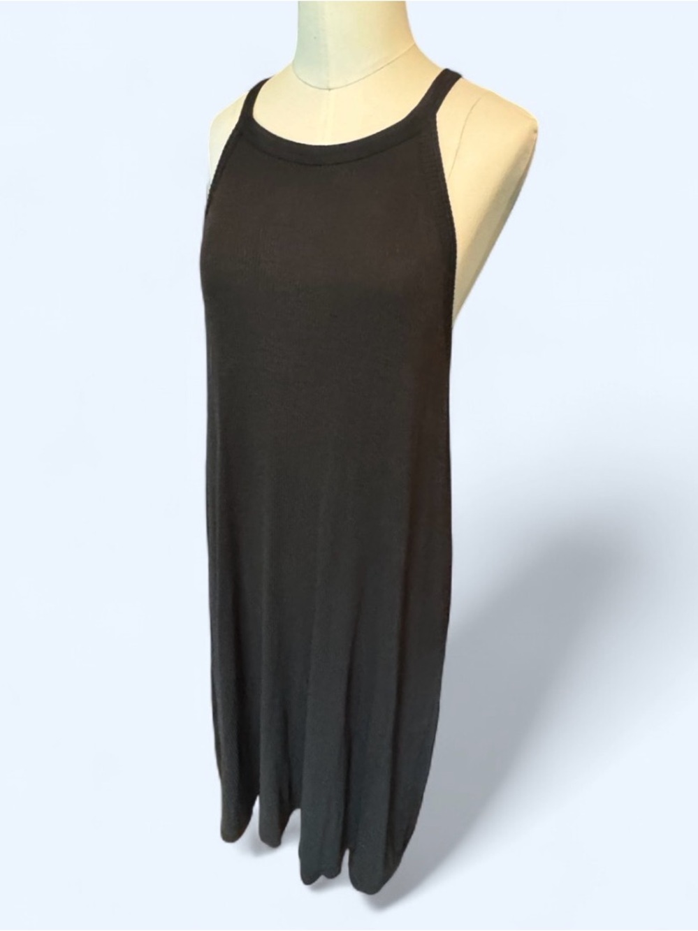Madewell black ribbed racer back dress soft and flowey shape sz xl some stretch